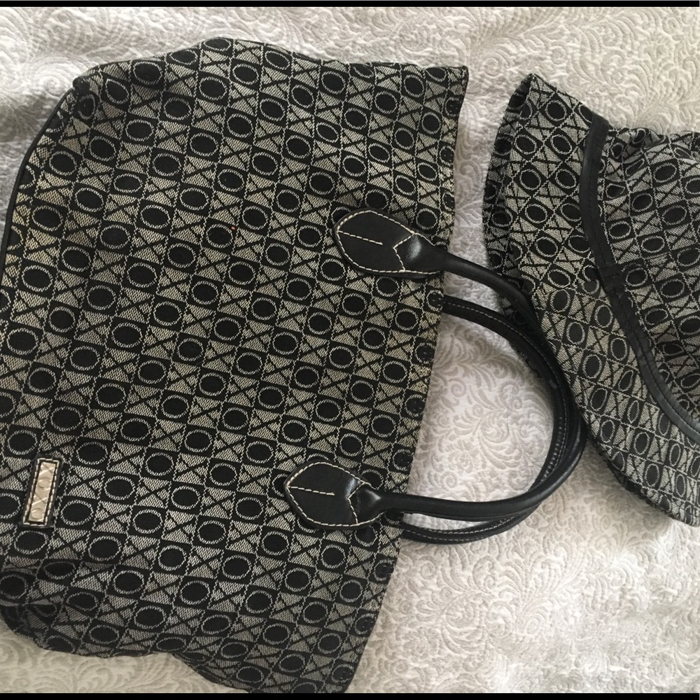 Black and gray XOXO purse, Medium and matching Hat